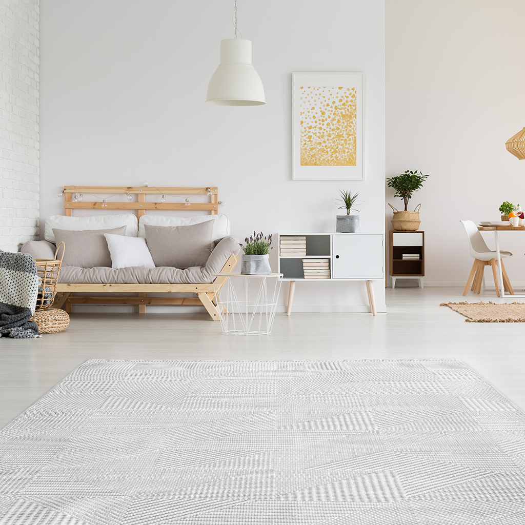 Geometric White Rug